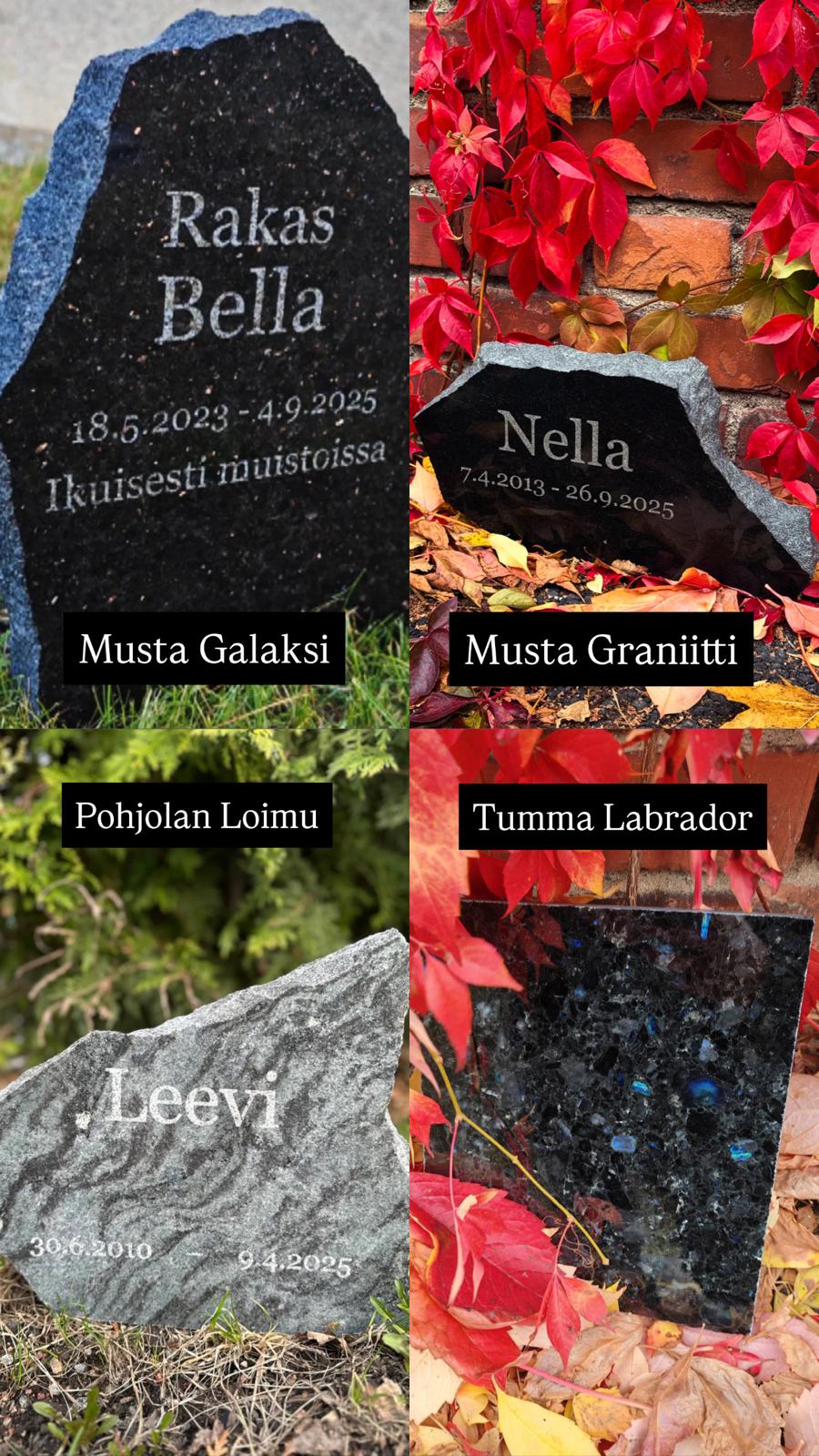 Lemmikin Hautakivi kaiverruksella, koiran / kissan hautakivi nimellä