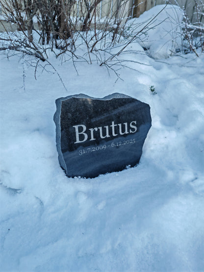 Lemmikin Hautakivi kaiverruksella, koiran / kissan hautakivi nimellä