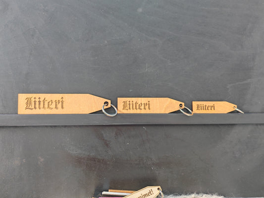 Old fashioned wood key chain with key ring