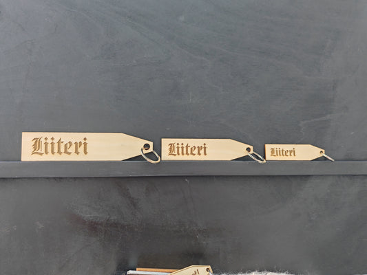 Old fashioned wood key chain with key ring