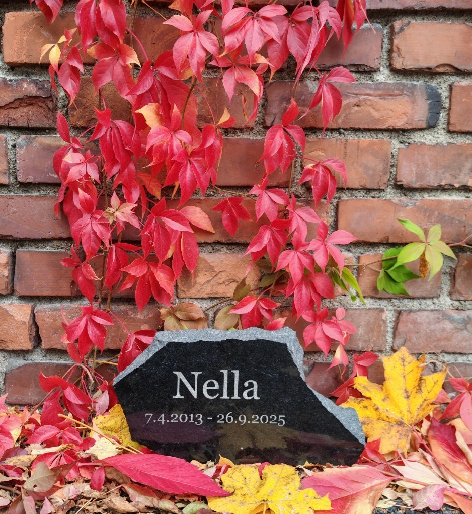 Lemmikin Hautakivi kaiverruksella, koiran / kissan hautakivi nimellä